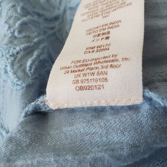 Free People Follow Your Heart Top Womens Size XS Dusty Blue Cropped Peasant - Picture 12 of 12